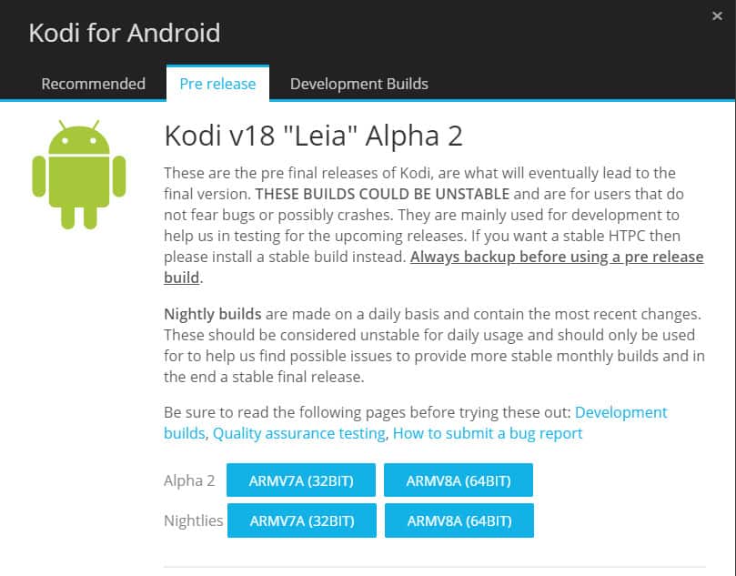 Kodi 18 Leia Android Download